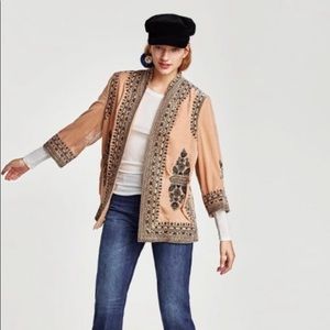 Zara Embroidered Kimono Jacket